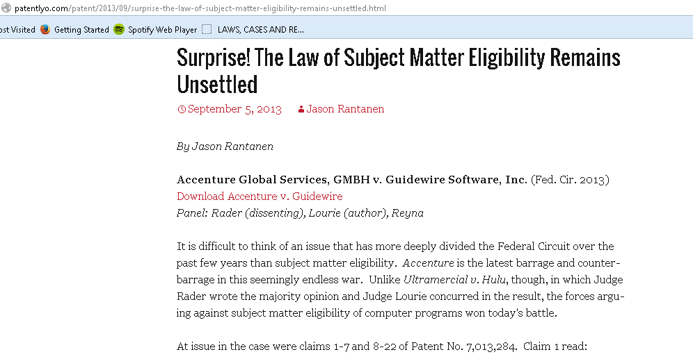 News article with the title 'Surprise! The Law of Subject Matter Eligibility Remains Unsettled'